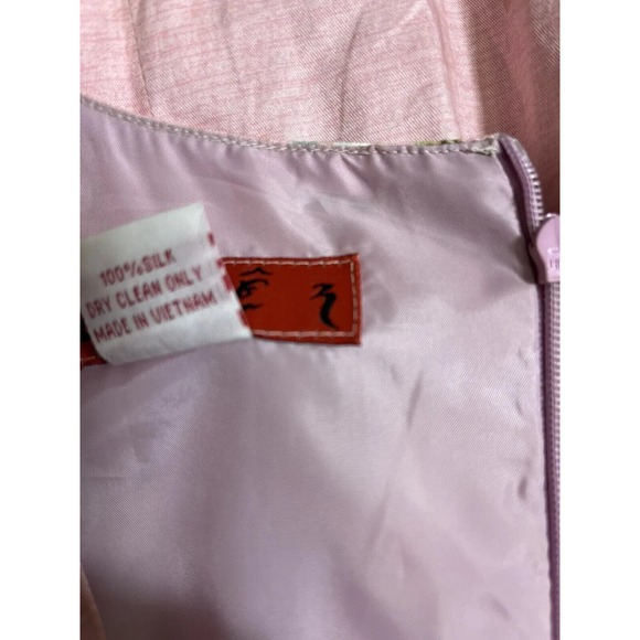 90s Y2K Women’s Preppy Pink Floral Silk Sleeveless Fit Flare Dress Size Small - Picture 12 of 12